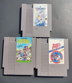 NES LOT TOP GUN, Bases Loaded 2nd season, Play Action Football AUTHENTIC FUN  85