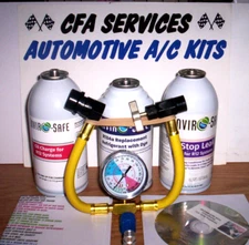 AIR A/C RECHARGE KIT FOR VINTAGE R12 1995-OLDER SYSTEMS / + STOP LEAK + OIL