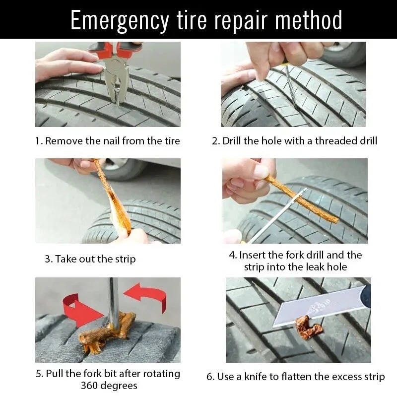 Kit de enchufe de reparación de neumáticos de sendero portátil impermeable para 5 piezas ATV UTV SXS Foto 4 de 4