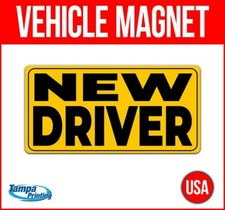 NEW DRIVER Heavy Duty Vehicle Magnet Truck Car Sticker Sign USA WARNING CAUTION