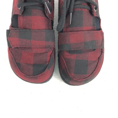 OTZ SHOES Plaid Red Black Tartan Lace Up Hook And Loop