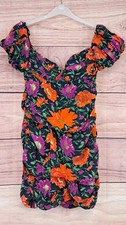 ZARA Size XL Floral Black Dress Bodycon Off the Shoulder BNWT