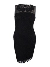 Calvin Klein Women's Illusion Lace Sheath Dress (6, Black)
