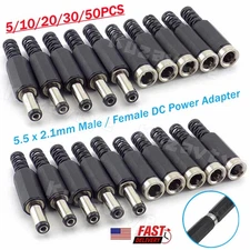 5/50pcs DC Power Plug 5.5x2.1mm Jack Socket Male/Femal Welding Connector Adapter