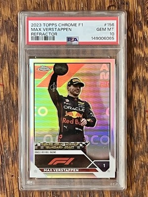 2023 Topps Chrome F1 Max Verstappen #156 Refractor PSA 10 GEM MT Red Bull