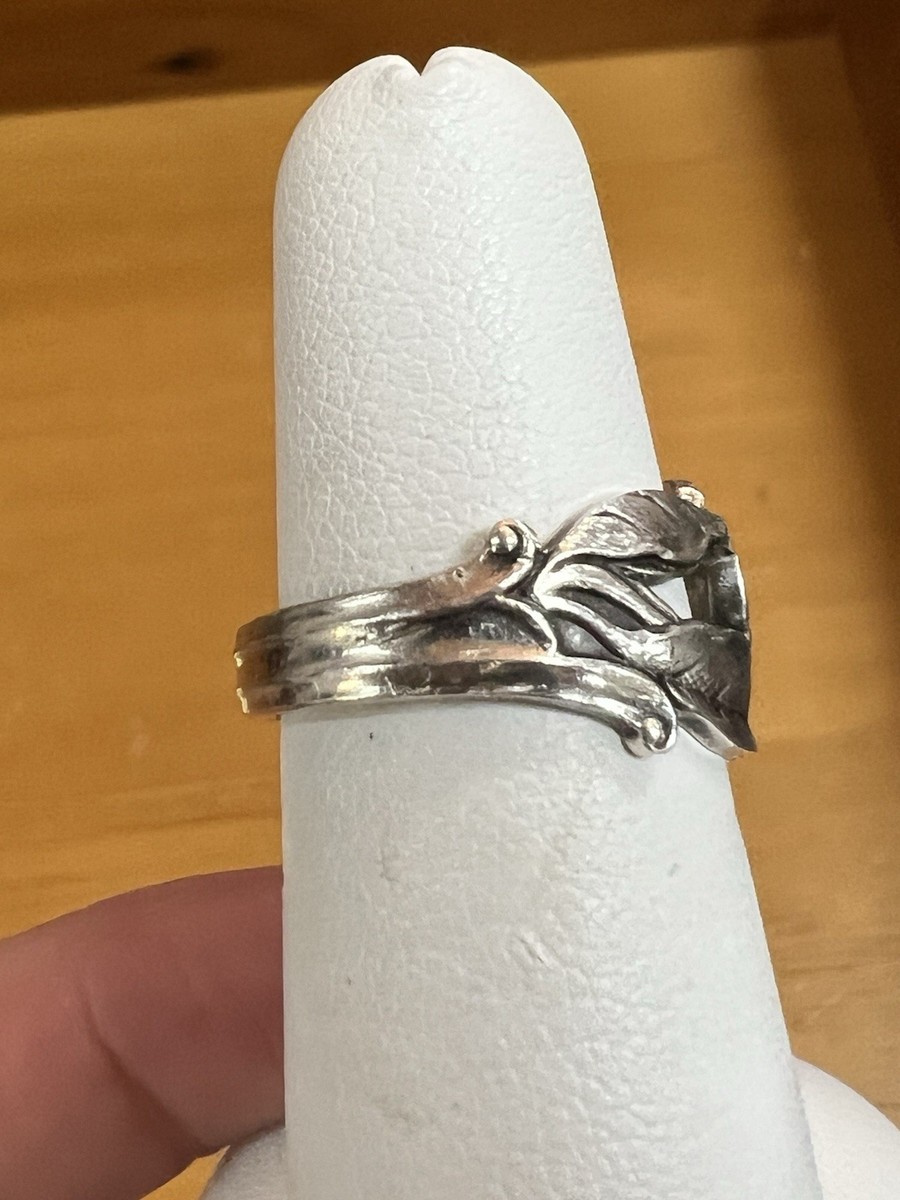 Vintage Mathinsen EPNS Ring Norway Silver Spoon Ring Adjustable View 3