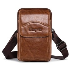 Small Leather Crossbody Purse Men Bag Cell Phone Pouch for Belt Genuine Lea...