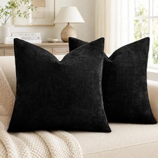 Chenille Throw Pillow Covers 20x20 Set of 2, Square Decorative Pillow Covers ...