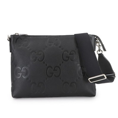 GUCCI Jumbo GG Shoulder Bag Leather Black 696009 Purse 90294439 | eBay