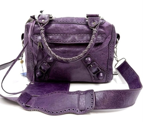Balenciaga Agneau Motocross Giant Covered Metro Bag Purple Shoulder Bag