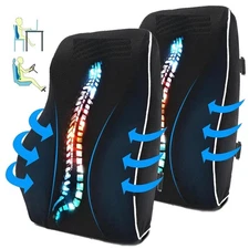 Memory Foam Seat Cushion w/Lumbar Support Pillow for Back & Sciatica Pain Relief