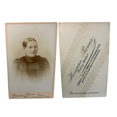Antique German CDV Photo Victorian Woman Portrait c1890s Hermann Pierenz Essen