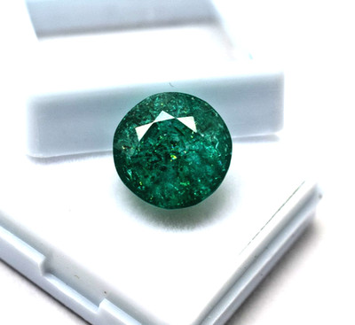 Most Rare 10 Ct Columbian Originated Green Emerald Round Cut Loose Gemstone