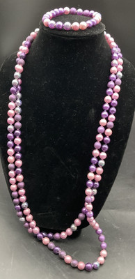 39'' Vintage Purple and Pink Plastic Pull Apart Bead Necklace-Versatile