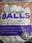 Cotton Wool Balls Absorbent, Cleansing, 200-Pack