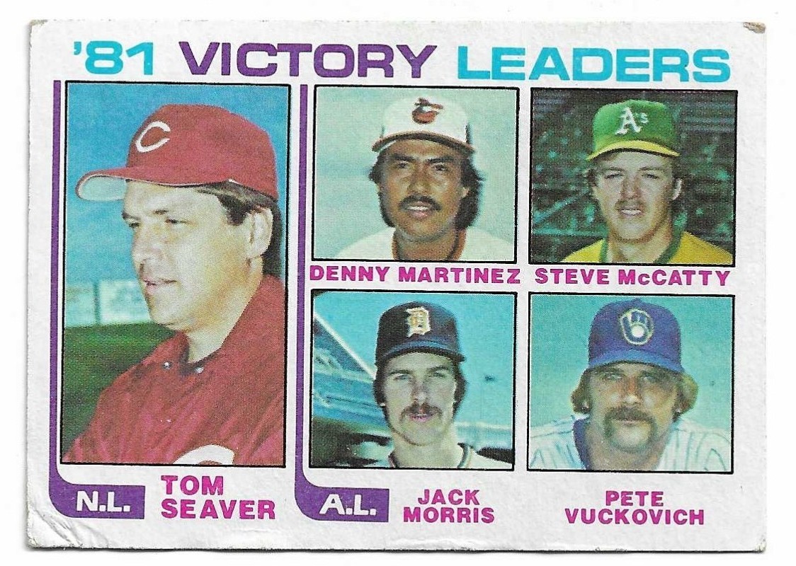 81 Victory Leaders: Tom Seaver / Denny Martinez / Steve McCatty / Jack Morris / Pete Vuckovich #165 Baseball Cards 1982 Topps trading card — raw and PSA graded price guide