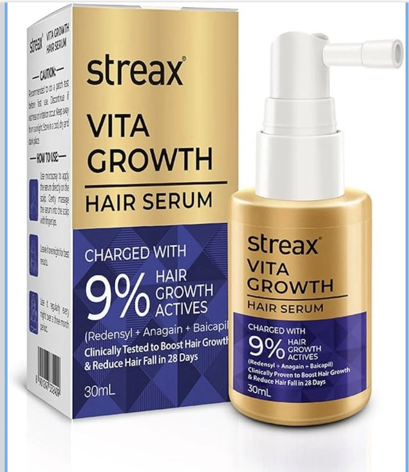Streax Hair Growth Serum 30ml | 3% Redensyl 3% Anagain 3% Baicapil