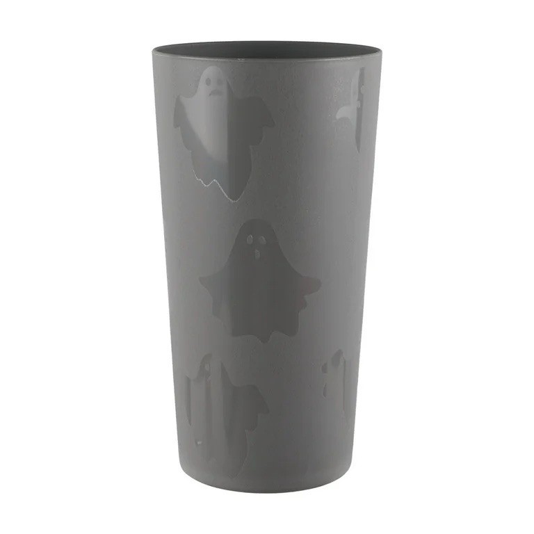 30 Piece Plastic Etched Halloween Ghost Dinnerware Full Set Gray BPA Free