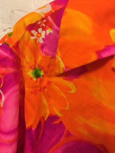 Camicia vintage anni 70 Pomare Tahiti manica corta rosa floreale taglia grande - Foto 2 di 6