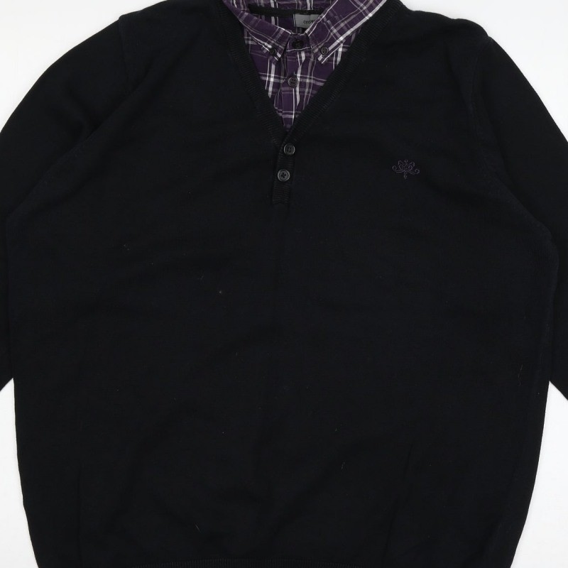 Cedar Woo Mens Pullover Jumper Size XL Blue Collared Long Sleeve image 7