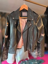 damen echt Kunstleder jacke schwarz 38