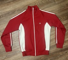 Vintage Fred Perry Men's Red/White Colorblock Full-Zip Track Jacket EU 38 USA 6 