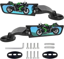 Motorcycle Mirrors Blue Anti-Glare Stealth Wind Wing Side Rearview Mirrors for K