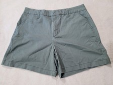 NWT Gloria Vanderbilt Chino Shorts Green Midrise Stretch Twill 12