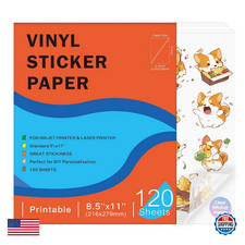 120 Sheets Premium Printable Clear Vinyl Sticker Paper for Inkjet Printers 8.5x1