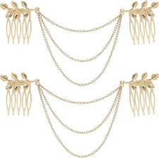 2pcs Fashion Ladies Athena Olive Branch Tassel Leaf Clips Barrettes Bobby Pin