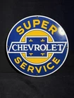 VINTAGE 1986 ANDE ROONEY CHEVROLET SUPER SERVICE PORCELAIN SIGN 11-1/4"