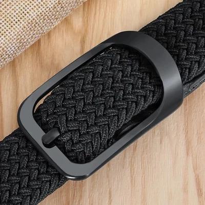 Ceinture tissée élastique en toile extensible pour hommes et femmes, sans trous. - Photo 1/4