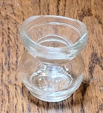 Vintage Glasco Eye Wash Bath Cup Clear Glass Potbelly Shape Embossed Patent