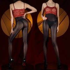 Seamless 8D Oily Shiny Glossy Stockings Sling Strap Jumpsuit Pantyhose Tights