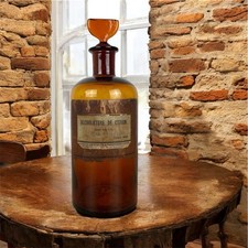 Antico Barattolo Flacone Da Farmacia Alcoolature De Citron Bottiglia Ambrata 800