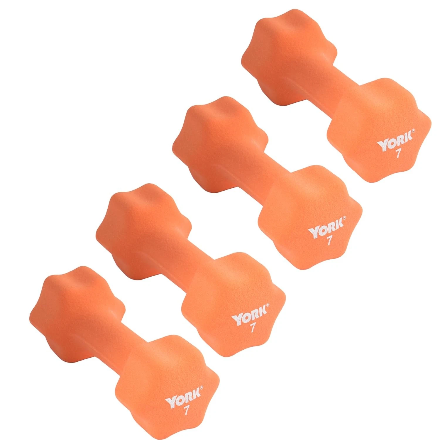 York Barbell Neoprene Coated Fitbell Dumbbell 7LB Pack 4 Dumbbell Set Women&Men