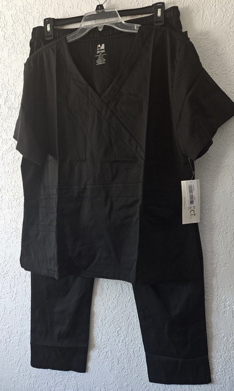 Dagacci Black Scrub Set Natural Stretch Sz 2XL