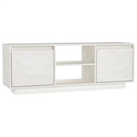 Tv-Schrank Weiß 110X30X40 Cm Massivholz Kiefer