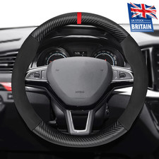 For Ssangyong Musso 1990-2027 Matte Carbon Fiber & Suede Steering Wheel Cover
