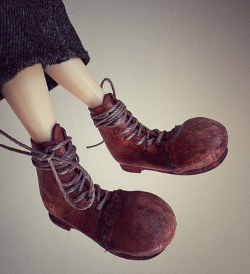 Handgefertigte Unisex Stiefel mit großem Kopf Lederschuhe für Blythe Puppe OB 22 & OB 24