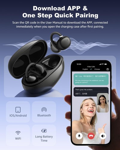 Open Ear Earbuds - Comfort Clip-On Earbuds, Lightweight Open Ear Headphones w... - Bild 3 von 8