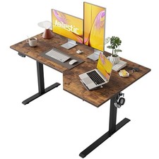 Electric Standing Desk, L-Shaped 55 Inches Height 55 x 35 Inch Brown