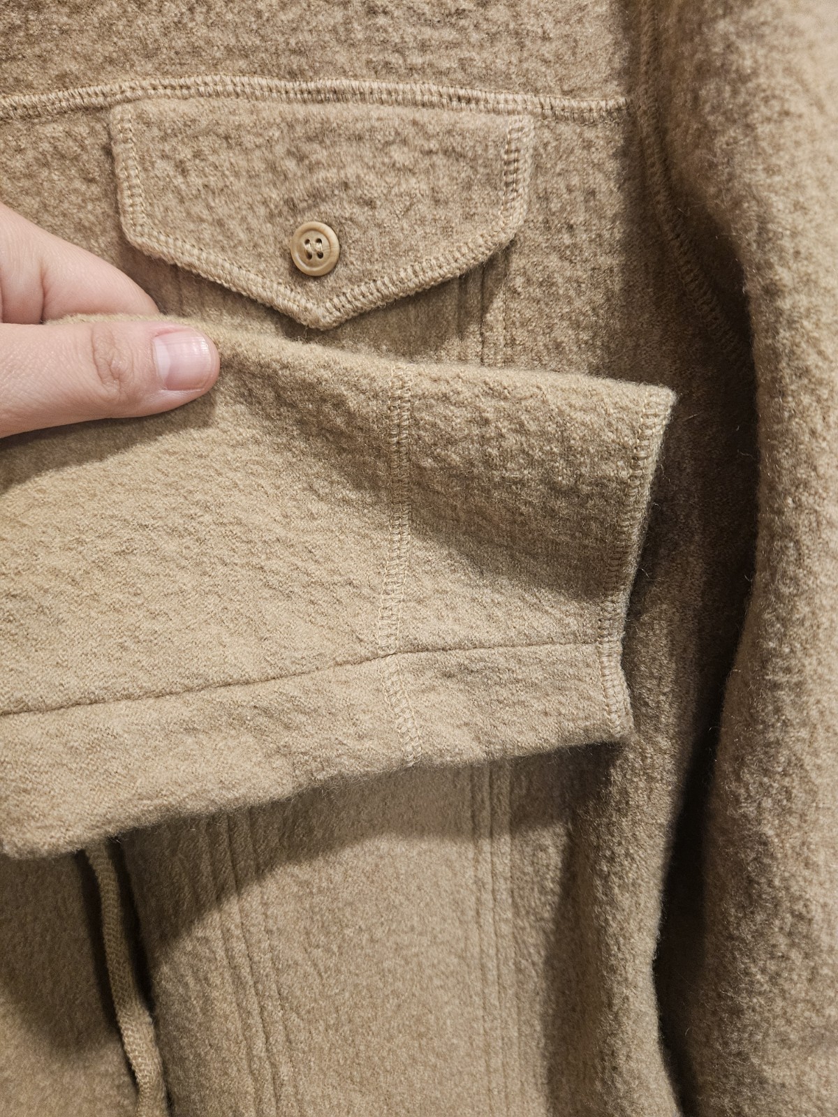 Talbots 100% Wool Shacket Neutral Button Up Long … - image 4