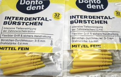 DONTODENT Interdentalbürste ISO 4 gelb 0,7 mm konische Zahnzwischenraumbürste 64 Stück NEU