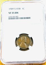 1909 S Vdb Lincoln Cent - Ngs Vf 35 Nice Sound Chocolate Brown Coin.