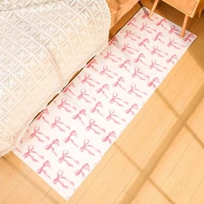 Coquette Pink Bow Runner Rug 2 x 6 ft Large Pink Bow Soft Washable Rug with N...