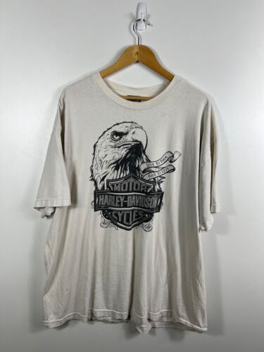 Harley Davidson Eagle Graphic Print Short Sleeve White T-Shirt Mens XL Cotton - Picture 1 of 13