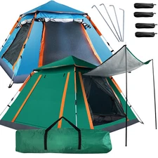 4-5 Person Instant Pop Up Tent Beach Camping Hub with 2 Mosquito Windows Family