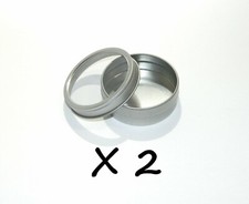 2 oz Round Metal Window See Through Slip-Lid Tin Can Survival Craft Container X2