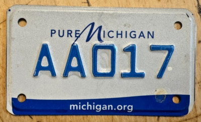 PURE MOTORCYCLE CYCLE LICENSE PLATE '' AA 017 ''  LOW NUMBER